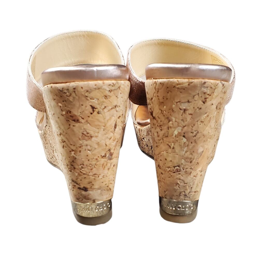 Jimmy Choo Metallic Beige Python Print Suede Park… - image 5